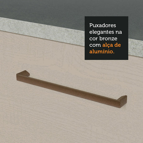 Mueble Inferior de Cocina Agata Blanco y Crema 60x84cm con Mesón de Madera y Una Puerta - MUEBLES INFERIORES DE COCINA | Bylmo