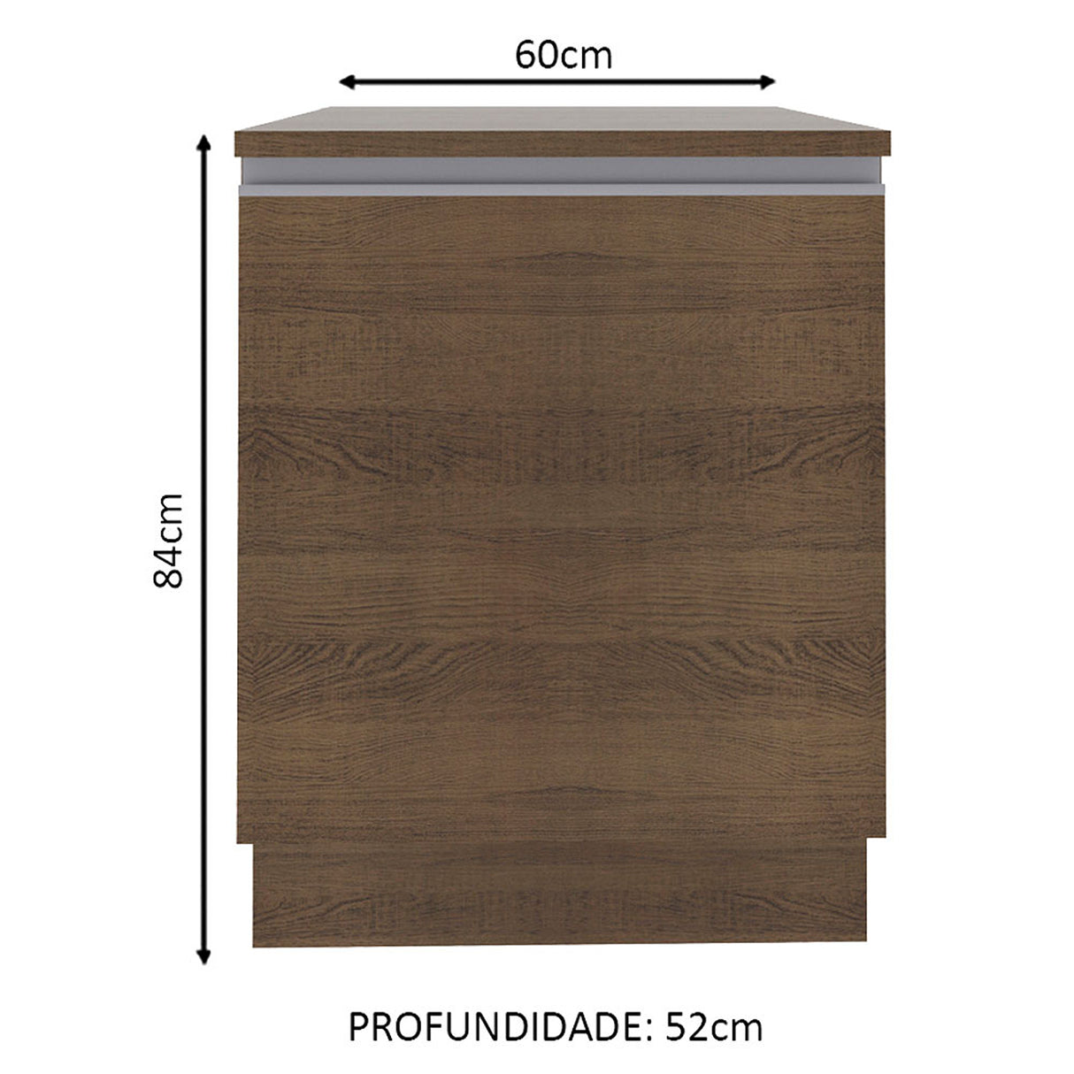 Mueble Inferior de Cocina Glamy Marron 60x84cm con Mesón de Madera - MUEBLES INFERIORES DE COCINA | Bylmo