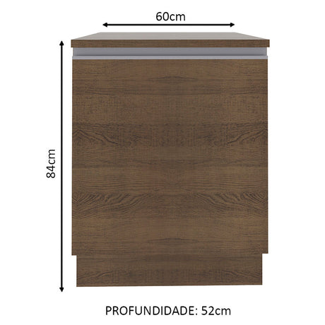 Mueble Inferior de Cocina Glamy Marron 60x84cm con Mesón de Madera - MUEBLES INFERIORES DE COCINA | Bylmo