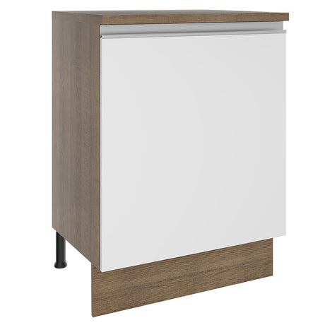 Mueble Inferior de Cocina Glamy Marron y Blanco 60x84cm con Mesón de Madera - MUEBLES INFERIORES DE COCINA | Bylmo