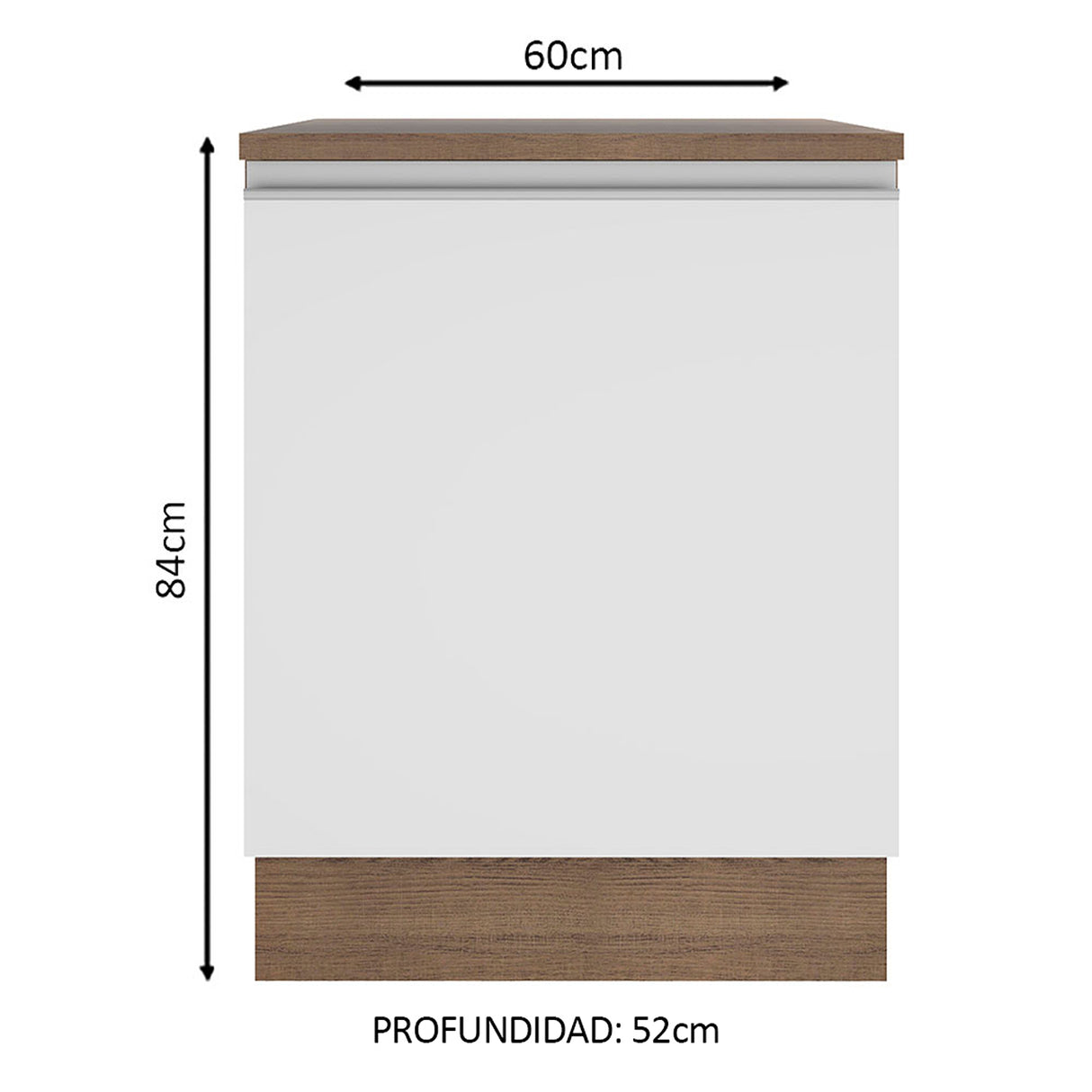 Mueble Inferior de Cocina Glamy Marron y Blanco 60x84cm con Mesón de Madera - MUEBLES INFERIORES DE COCINA | Bylmo