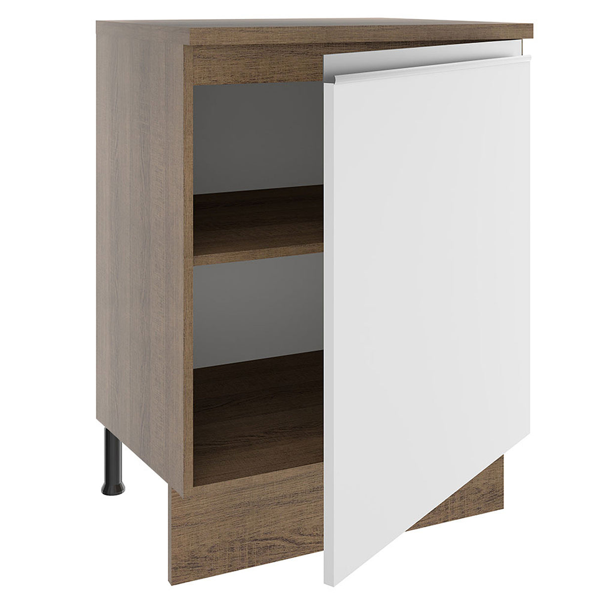 Mueble Inferior de Cocina Glamy Marron y Blanco 60x84cm con Mesón de Madera - MUEBLES INFERIORES DE COCINA | Bylmo