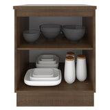 Mueble Inferior de Cocina Glamy Marron y Blanco 60x84cm con Mesón de Madera - MUEBLES INFERIORES DE COCINA | Bylmo
