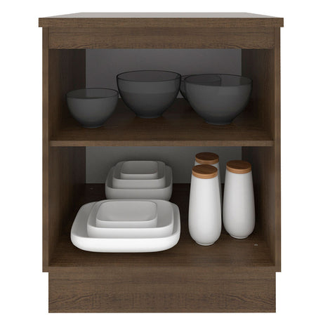 Mueble Inferior de Cocina Glamy Marron y Blanco 60x84cm con Mesón de Madera - MUEBLES INFERIORES DE COCINA | Bylmo