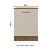 Mueble Inferior de Cocina Agata Marron y Crema 60x84cm con Mesón de Madera y Una Puerta - MUEBLES INFERIORES DE COCINA | Bylmo