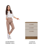 Mueble Inferior de Cocina Agata Marron y Crema 60x84cm con Mesón de Madera y Tres Cajones - MUEBLES INFERIORES DE COCINA | Bylmo