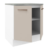 Mueble Inferior de Cocina Agata Blanco y Crema 70x84cm con Mesón de Madera y Dos Puertas - MUEBLES INFERIORES DE COCINA | Bylmo