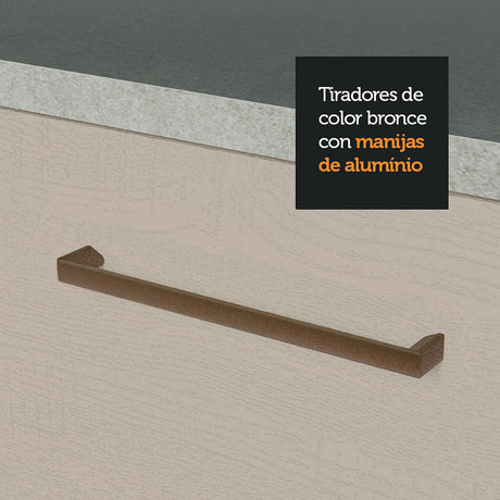 Mueble Inferior de Cocina Agata Blanco y Crema 70x84cm con Mesón de Madera y Dos Puertas - MUEBLES INFERIORES DE COCINA | Bylmo
