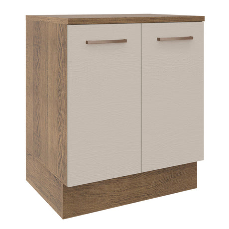 Mueble Inferior de Cocina Agata Marron y Crema 70x84cm con Mesón de Madera y Dos Puertas - MUEBLES INFERIORES DE COCINA | Bylmo