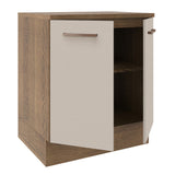 Mueble Inferior de Cocina Agata Marron y Crema 70x84cm con Mesón de Madera y Dos Puertas - MUEBLES INFERIORES DE COCINA | Bylmo