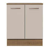 Mueble Inferior de Cocina Agata Marron y Crema 70x84cm con Mesón de Madera y Dos Puertas - MUEBLES INFERIORES DE COCINA | Bylmo