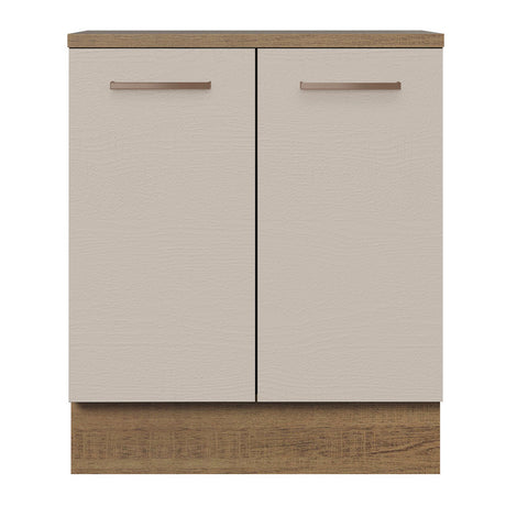 Mueble Inferior de Cocina Agata Marron y Crema 70x84cm con Mesón de Madera y Dos Puertas - MUEBLES INFERIORES DE COCINA | Bylmo