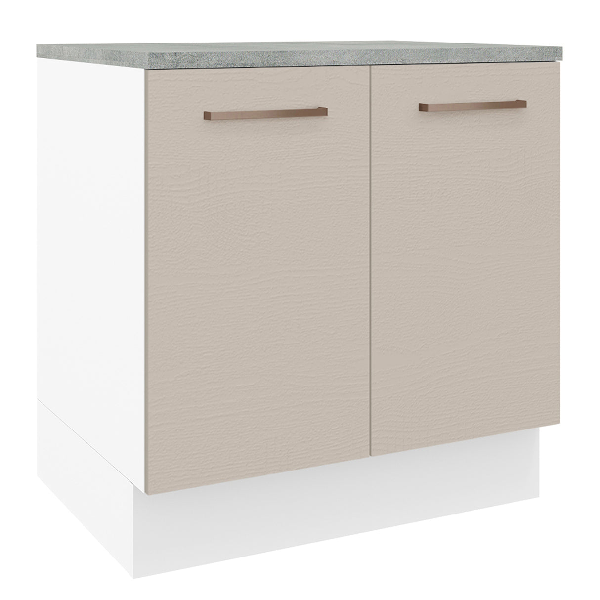 Mueble Inferior de Cocina Agata Blanco y Crema 80x84cm con Mesón de Madera y Dos Puertas - MUEBLES INFERIORES DE COCINA | Bylmo