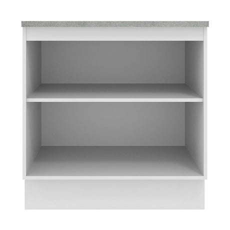 Mueble Inferior de Cocina Agata Blanco y Crema 80x84cm con Mesón de Madera y Dos Puertas - MUEBLES INFERIORES DE COCINA | Bylmo