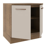 Mueble Inferior de Cocina Agata Marron y Crema 80x84cm con Mesón de Madera y Dos Puertas - MUEBLES INFERIORES DE COCINA | Bylmo