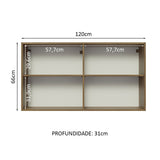 Mueble Superior de Cocina Glamy Marron 120x66cm con Dos Entrepaños y Puertas Traslúcidas - MUEBLES SUPERIORES DE COCINA | Bylmo