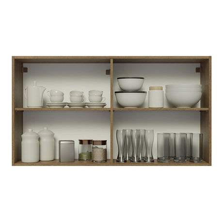 Mueble Superior de Cocina Glamy Marron y Blanco 120x66cm con Dos Entrepaños y Puertas Traslúcidas - MUEBLES SUPERIORES DE COCINA | Bylmo