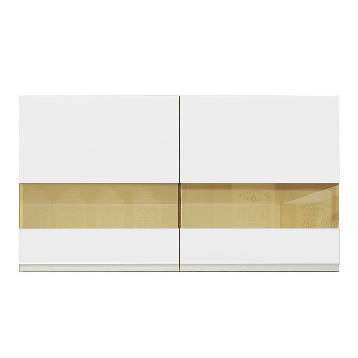 Mueble Superior de Cocina Glamy Marron y Blanco 120x66cm con Dos Entrepaños y Puertas Traslúcidas - MUEBLES SUPERIORES DE COCINA | Bylmo