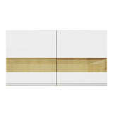 Mueble Superior de Cocina Glamy Marron y Blanco 120x66cm con Dos Entrepaños y Puertas Traslúcidas - MUEBLES SUPERIORES DE COCINA | Bylmo