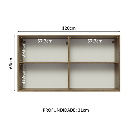 Mueble Superior de Cocina Glamy Marron y Blanco 120x66cm con Dos Entrepaños - MUEBLES SUPERIORES DE COCINA | Bylmo
