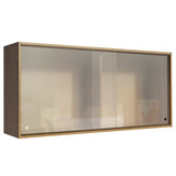 Mueble Superior de Cocina Emily Marron 105x49cm con Puertas Traslúcidas Grises - MUEBLES SUPERIORES DE COCINA | Bylmo