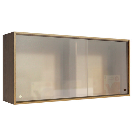 Mueble Superior de Cocina Emily Marron 105x49cm con Puertas Traslúcidas Grises - MUEBLES SUPERIORES DE COCINA | Bylmo