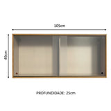 Mueble Superior de Cocina Emily Marron 105x49cm con Puertas Traslúcidas Grises - MUEBLES SUPERIORES DE COCINA | Bylmo