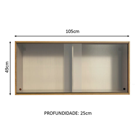 Mueble Superior de Cocina Emily Marron 105x49cm con Puertas Traslúcidas Grises - MUEBLES SUPERIORES DE COCINA | Bylmo