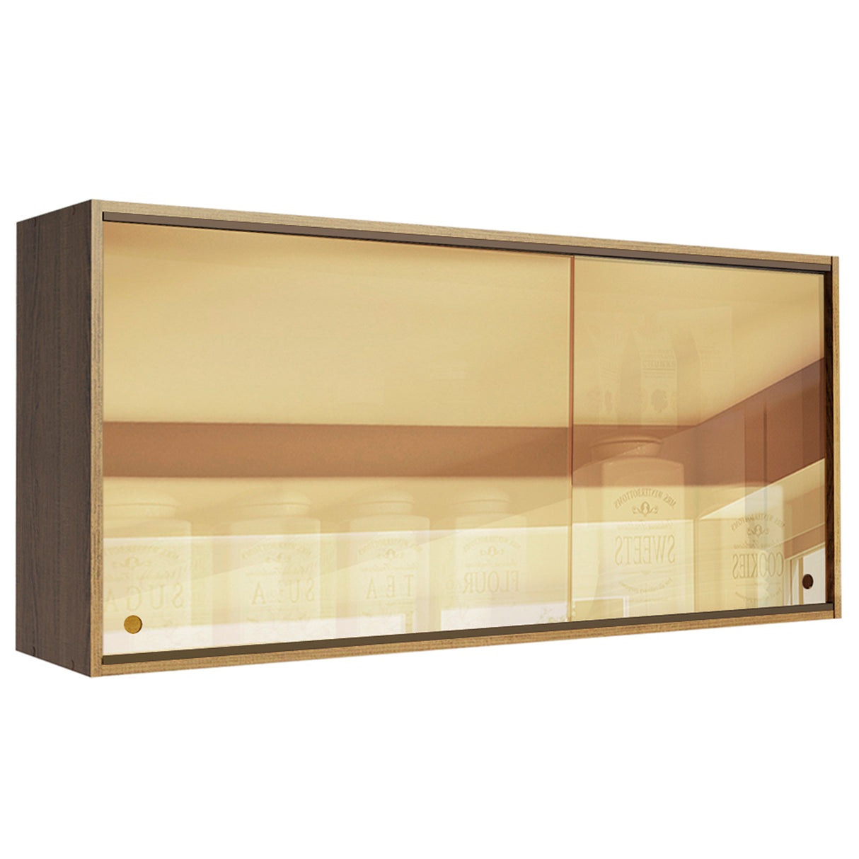 Mueble Superior de Cocina Emily Marron 105x49cm con Puertas Traslúcidas - MUEBLES SUPERIORES DE COCINA | Bylmo