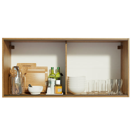 Mueble Superior de Cocina Emily Marron 105x49cm con Puertas Traslúcidas - MUEBLES SUPERIORES DE COCINA | Bylmo