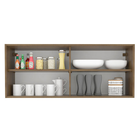 Mueble Superior de Cocina Glamy Lux Marron 120x50cm con Un Entrepaño y Puertas Traslúcidas Grises - MUEBLES SUPERIORES DE COCINA | Bylmo