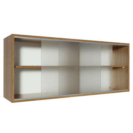 Mueble Superior de Cocina Glamy Lux Marron 120x50cm con Un Entrepaño y Puertas Traslúcidas Grises - MUEBLES SUPERIORES DE COCINA | Bylmo
