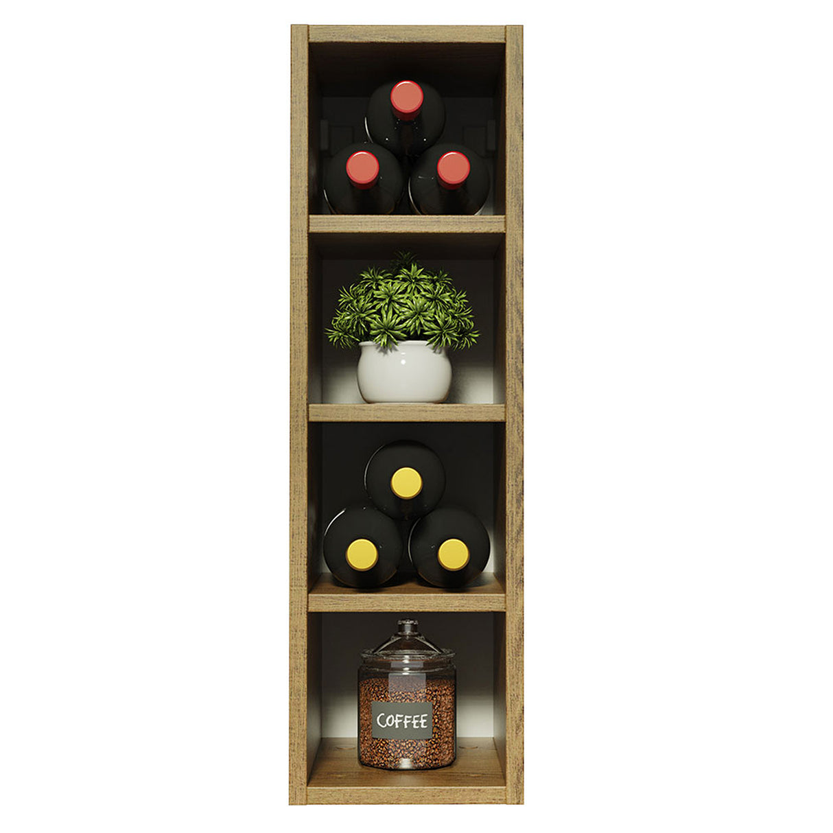 Mueble Superior de Cocina Marron 20x66cm con Tres Entrepaños - MUEBLES SUPERIORES DE COCINA | Bylmo