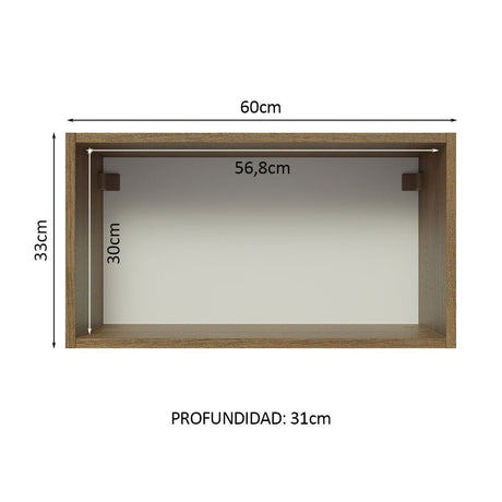 Mueble Superior de Cocina Glamy Marron y Blanco 60x33cm Sin Entrepaños - MUEBLES SUPERIORES DE COCINA | Bylmo