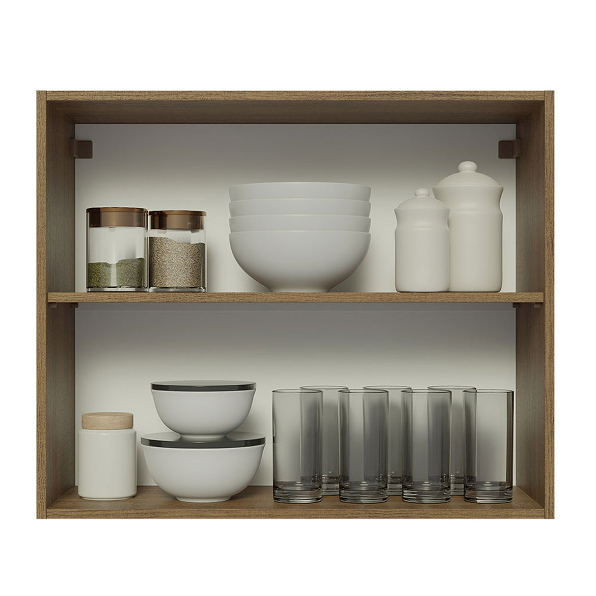 Mueble Superior de Cocina Glamy Marron y Blanco 80x66cm con Un Entrepaño - MUEBLES SUPERIORES DE COCINA | Bylmo