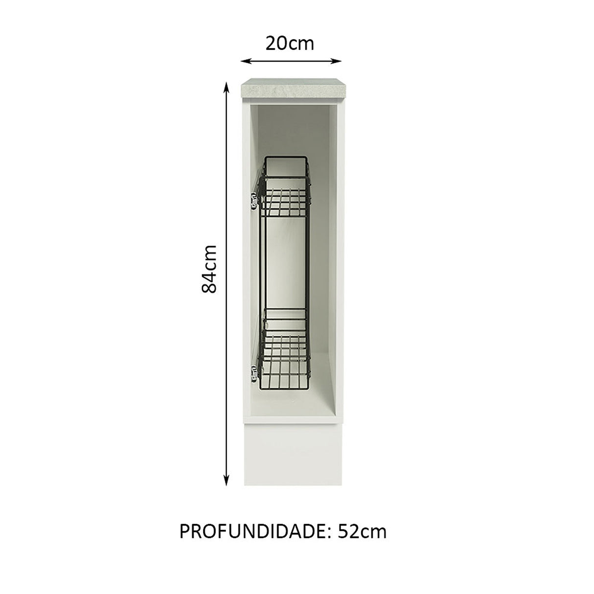 Mueble Auxiliar de Cocina Glamy Blanco y Gris 20x84cm Para Condimentos - BARRAS Y MUEBLES AUXILIARES | Bylmo