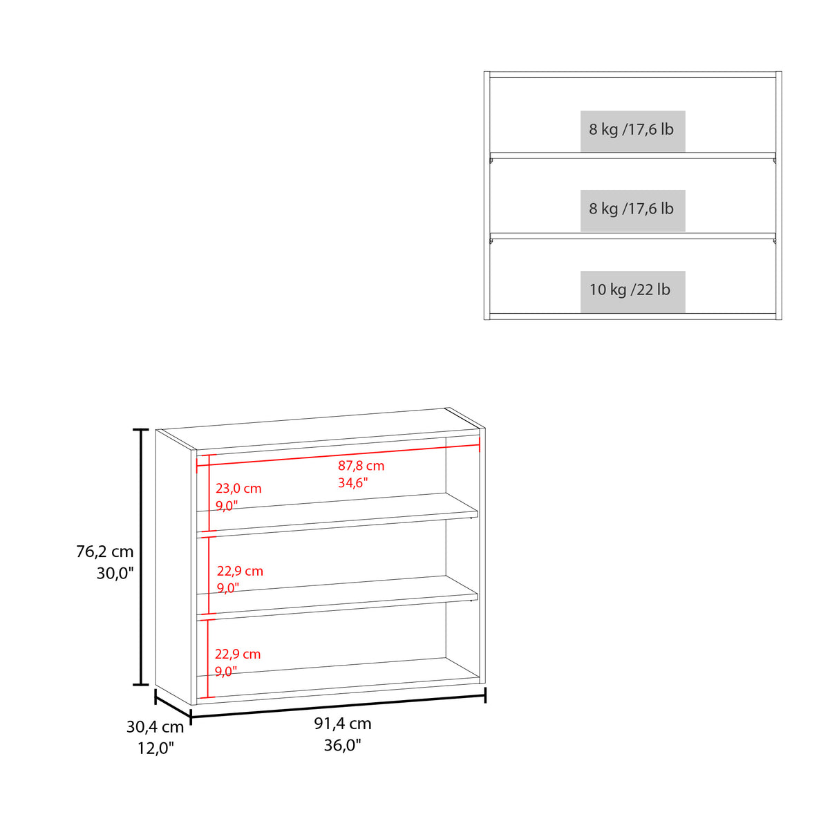 Mueble Superior de Cocina Wengue 91x76.2cm sin Puertas y con Dos Entrepaños - MUEBLES SUPERIORES DE COCINA | Bylmo