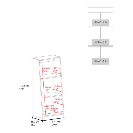 Biblioteca Note Wengue 53.1x120cm Rectangular Con Tres Compartimientos - BIBLIOTECAS Y ESTANTERIAS | Bylmo