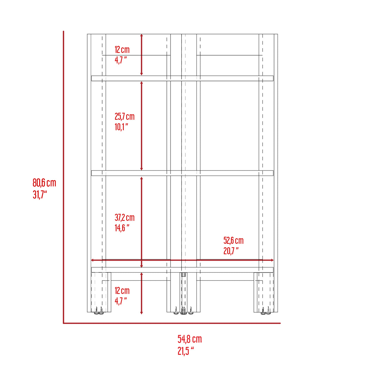 Mesa Auxiliar Esquinera Riga Wengue 38.8x80.6cm con Patas y Tres Compartimientos - MESAS AUXILIARES | Bylmo