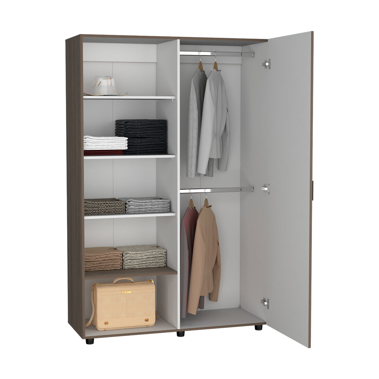 Closet Eco Milan y Blanco 120.1x184cm con Siete Compartimientos - CLOSETS | Bylmo