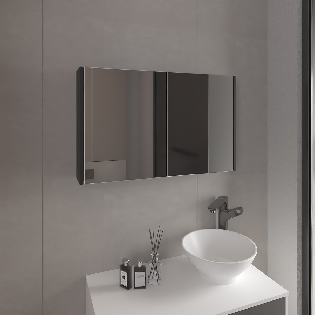 Gabinete de Baño Botiquin 80 Wengue 80x50cm Rectangular con Espejo y Un Entrepaño - GABINETES DE BANHO | Bylmo