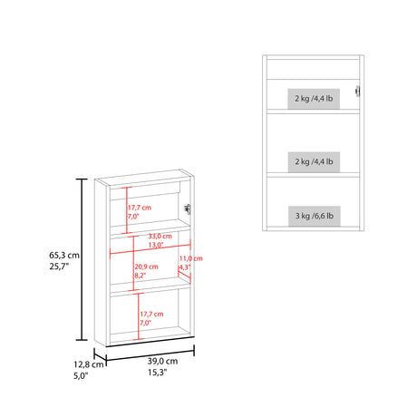Gabinete de Baño Juno Blanco 39x65.3cm Rectangular y con Dos Entrepaños - GABINETES DE BANHO | Bylmo