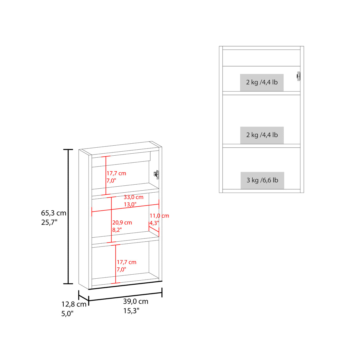 Gabinete de Baño Juno Wengue 39x65.3cm Rectangular con Espejo y Dos Entrepaños - GABINETES DE BANHO | Bylmo