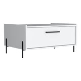 Mesa de Centro Shanghai Blanco 84.2x39.5cm Rectangular con Patas y con Compartimiento - MESAS DE CENTRO | Bylmo