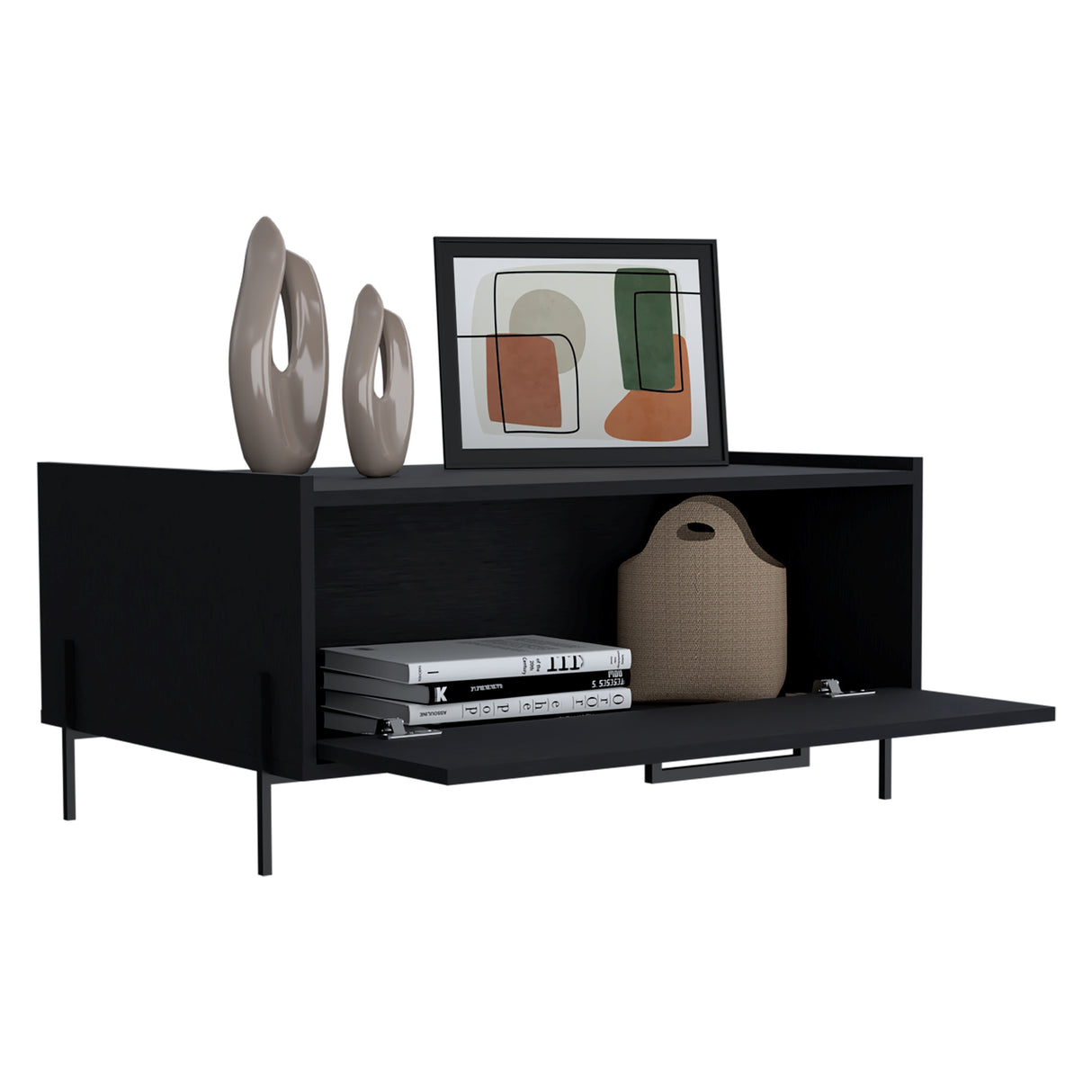 Mesa de Centro Shanghai Wengue 84.2x39.5cm Rectangular con Patas y con Compartimiento - MESAS DE CENTRO | Bylmo