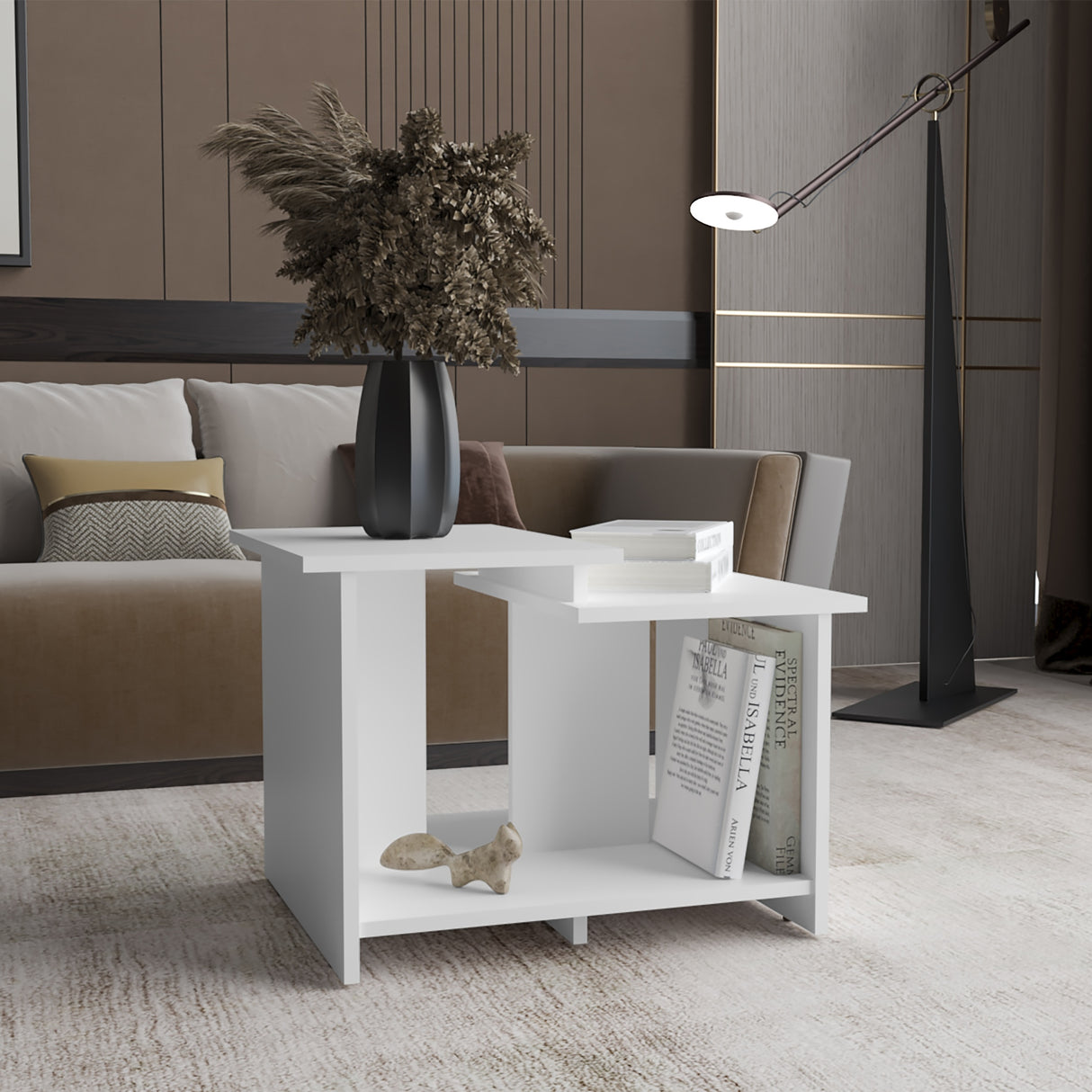 Mesa de Centro Wema 3 Eco Blanco 60x42.2cm Rectangular con Compartimiento - MESAS DE CENTRO | Bylmo