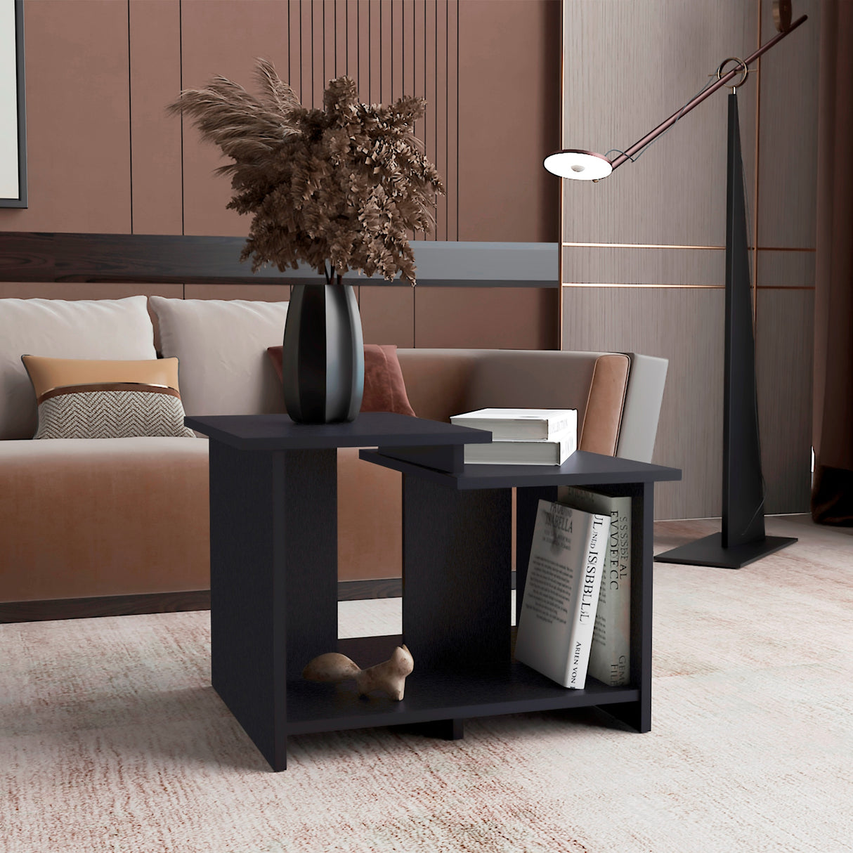 Mesa de Centro Wema 3 Eco Wengue 60x42.2cm Rectangular con Compartimiento - MESAS DE CENTRO | Bylmo