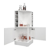 Bar Esquinero Jakes Blanco 46.9x108cm con Ocho Portabotellas y Cuatro Compartimientos - BARES | Bylmo