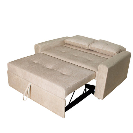 Sofá Cama Germano Beige 150x90cm Reclinable con Dos Cojines decorativos - SOFAS Y POLTRONAS | Bylmo