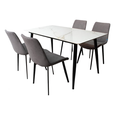 Comedor Berlín Gris 80x75cm Rectangular de Cuatro Puestos con Cuatro Sillas - COMEDORES | Bylmo
